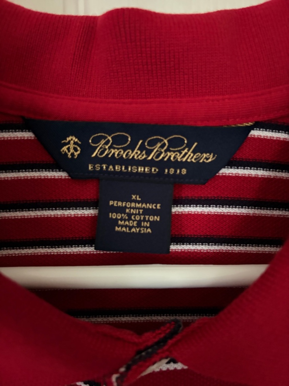 Brooks Brothers Red Striped Polo with Navy & White stripes. - Picture 2 of 3